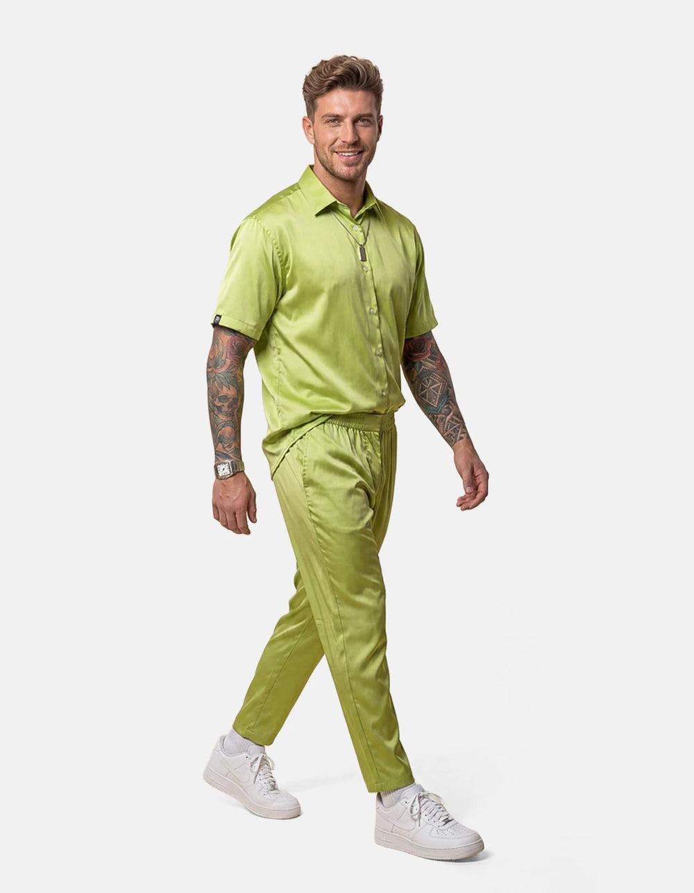Acid Lemonade Set, men's Italian-design satin resort co-ord, We Hustle