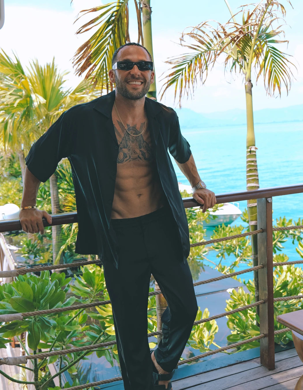 Black Is New Orange Pants, men's Italian-design satin resort trousers, We Hustle