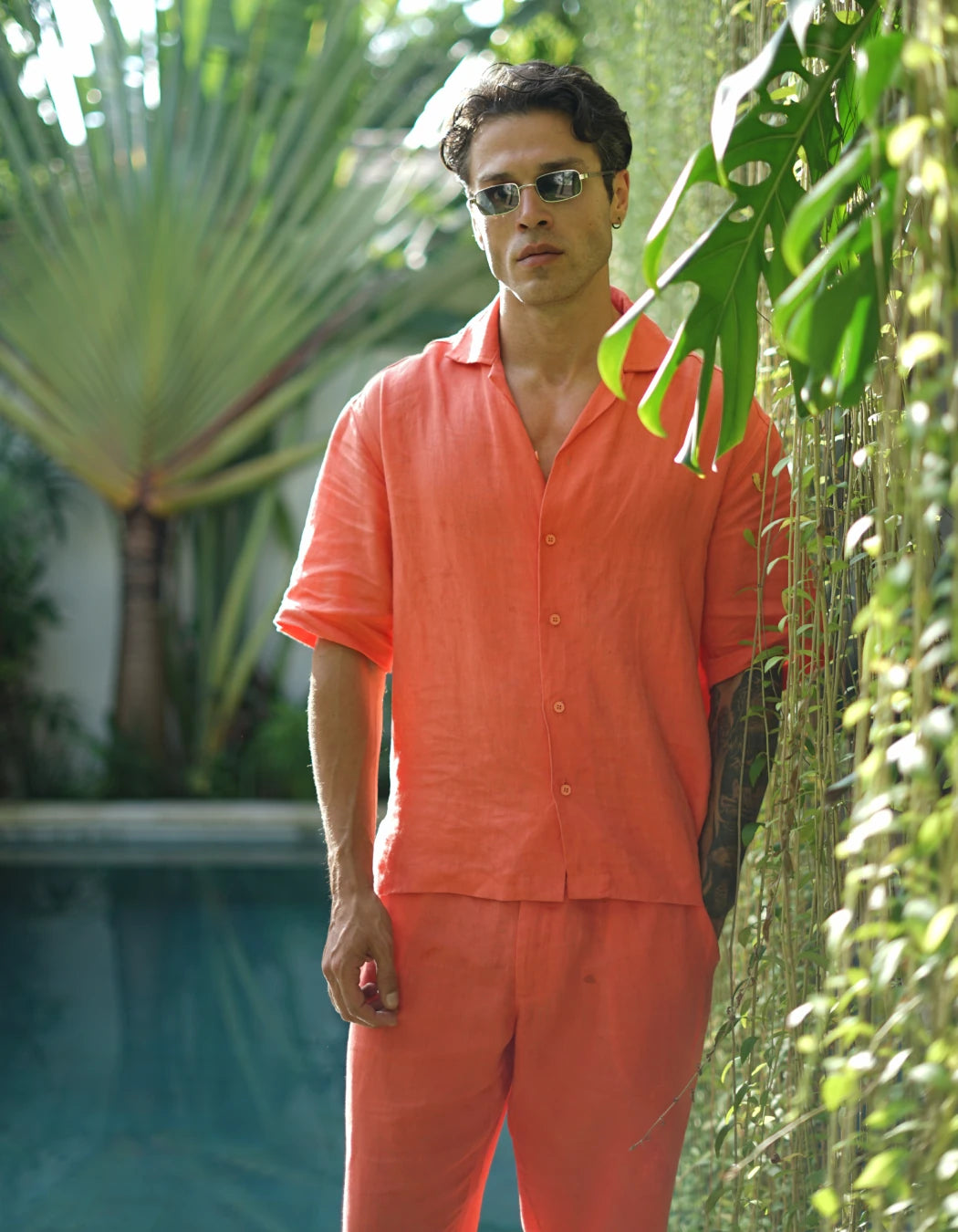 Coral Set, men's Italian-design linen resort co-ord, We Hustle
