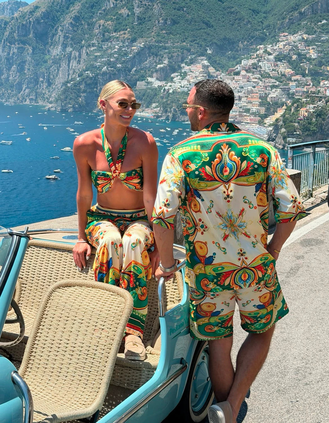Dolce Vita Set, men's Italian-design satin resort shirt and swim shorts set, We Hustle