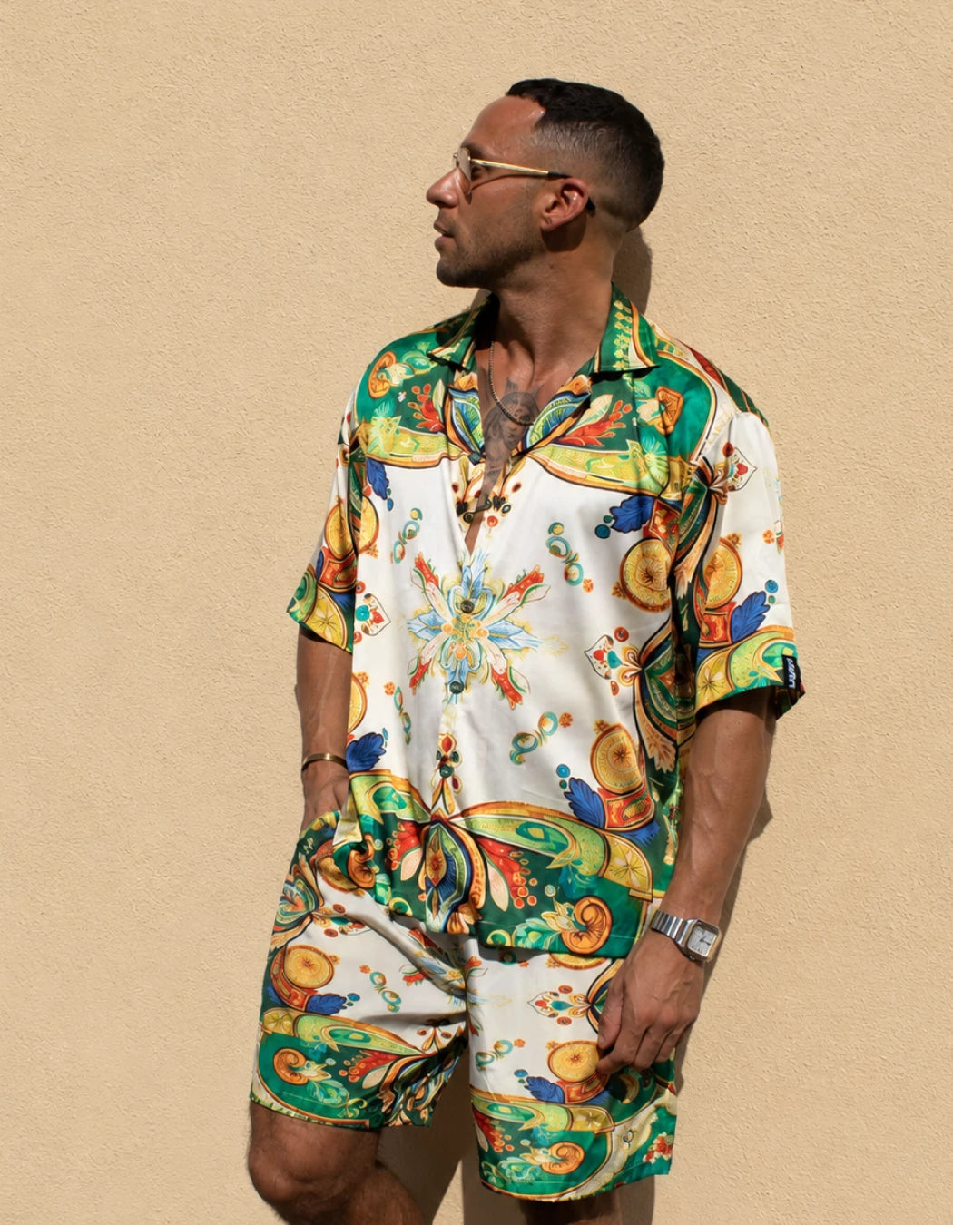 Dolce Vita Shirt, men's Italian-design satin resort shirt, We Hustle