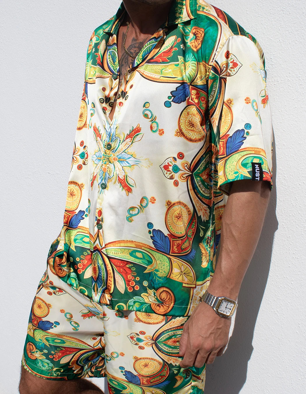 Dolce Vita Shirt, men's Italian-design satin resort shirt, We Hustle