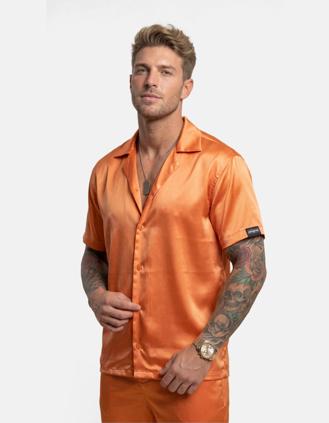 Fenyx Rising Shirt, men's Italian-design satin resort shirt, We Hustle