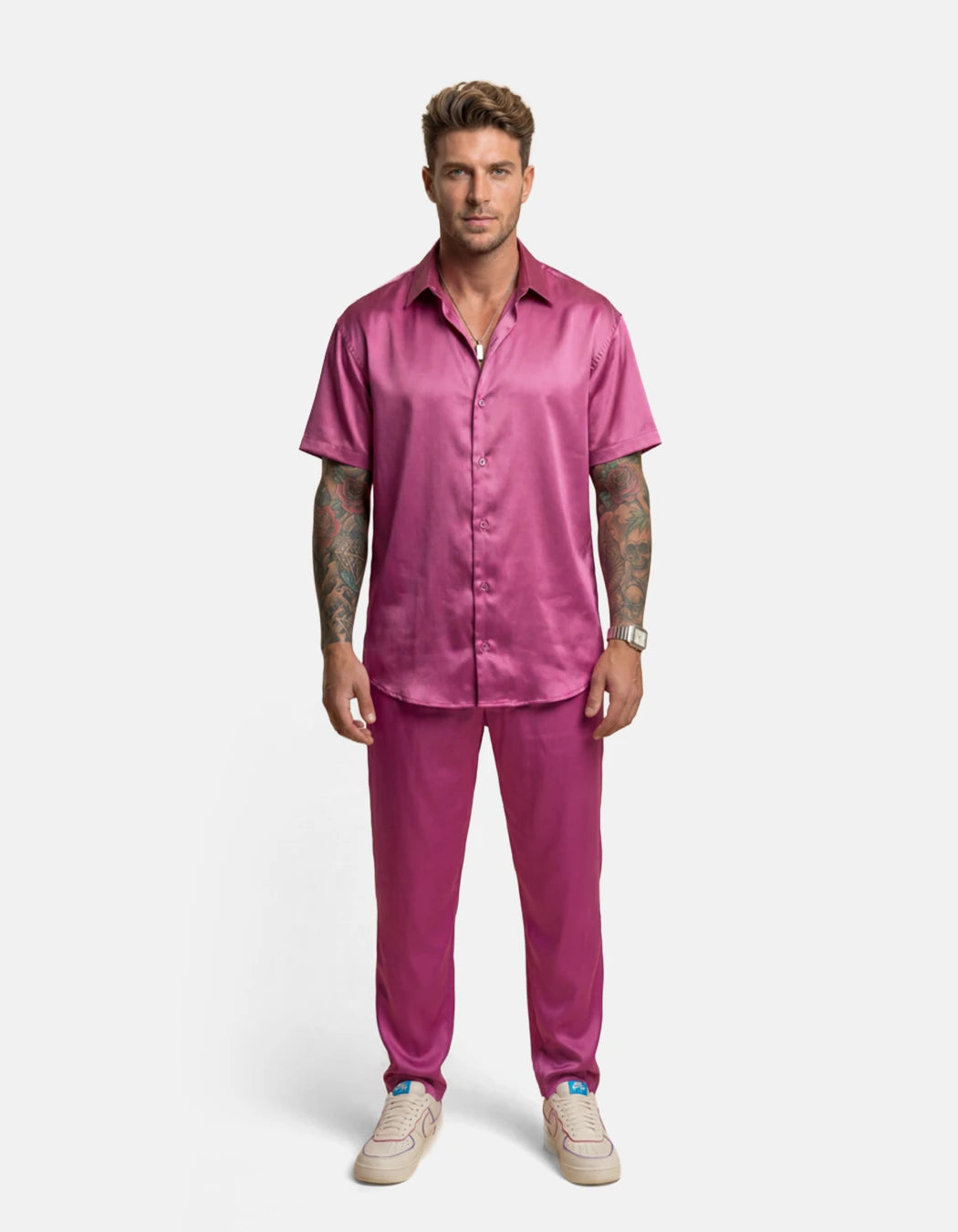 Flying Dragon Set, men's Italian-design satin resort co-ord, We Hustle