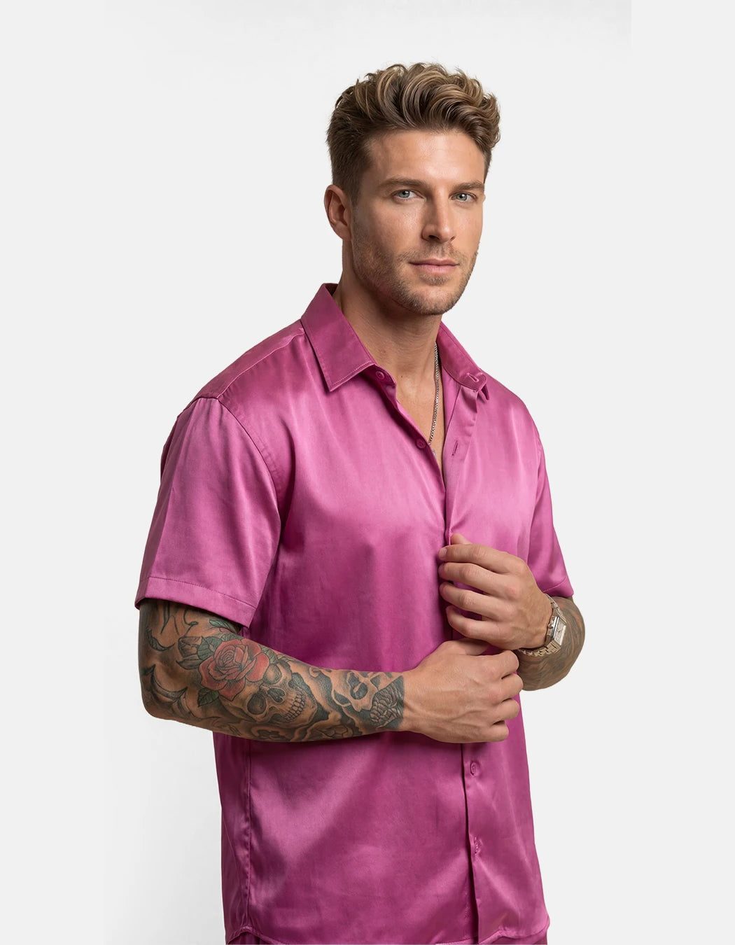 Flying Dragon Shirt, men's Italian-design satin resort shirt, We Hustle