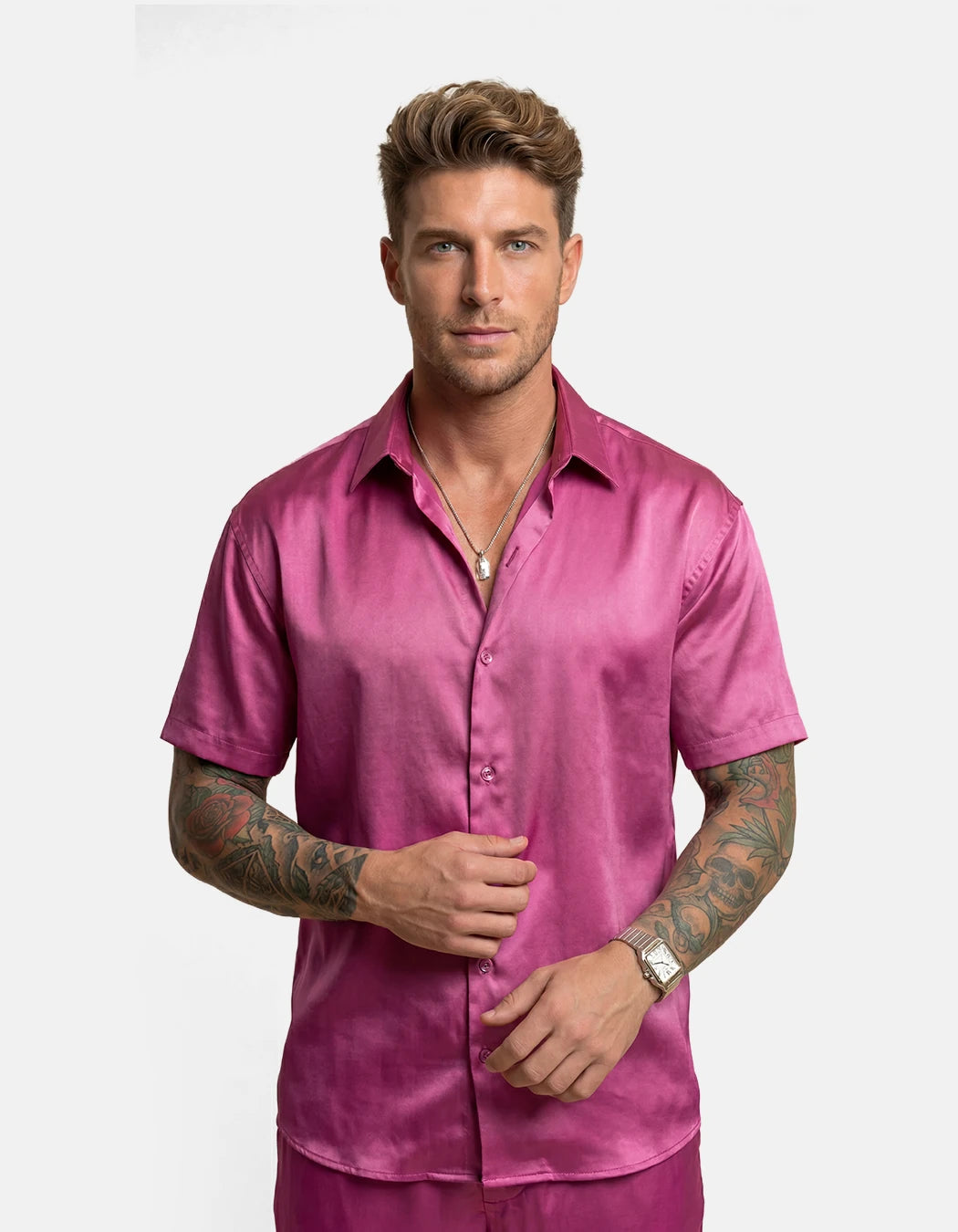 Flying Dragon Shirt, men's Italian-design satin resort shirt, We Hustle