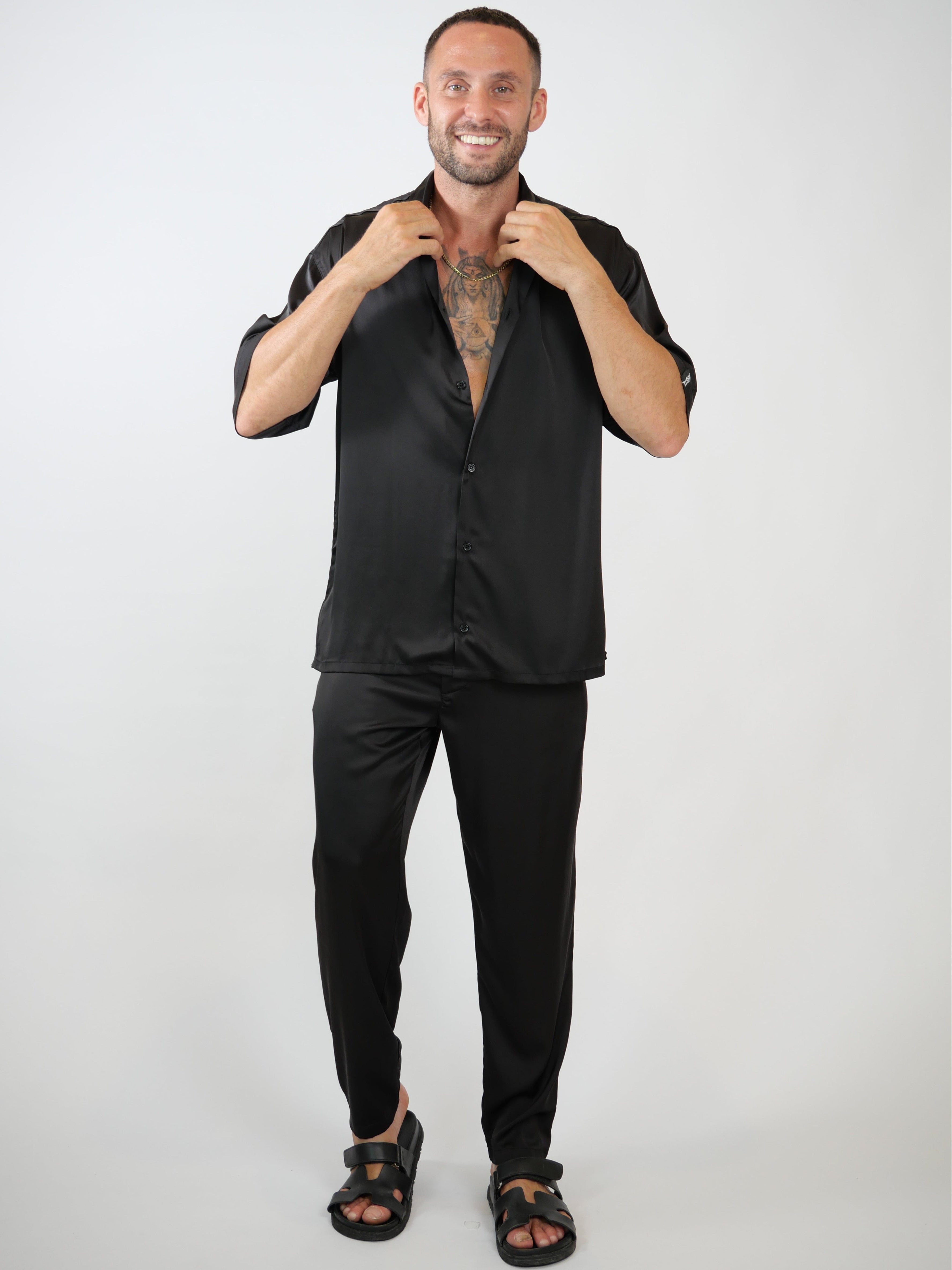 men's luxury streetwear monochromatic  set, relaxed fit designer set - Hustle brand   