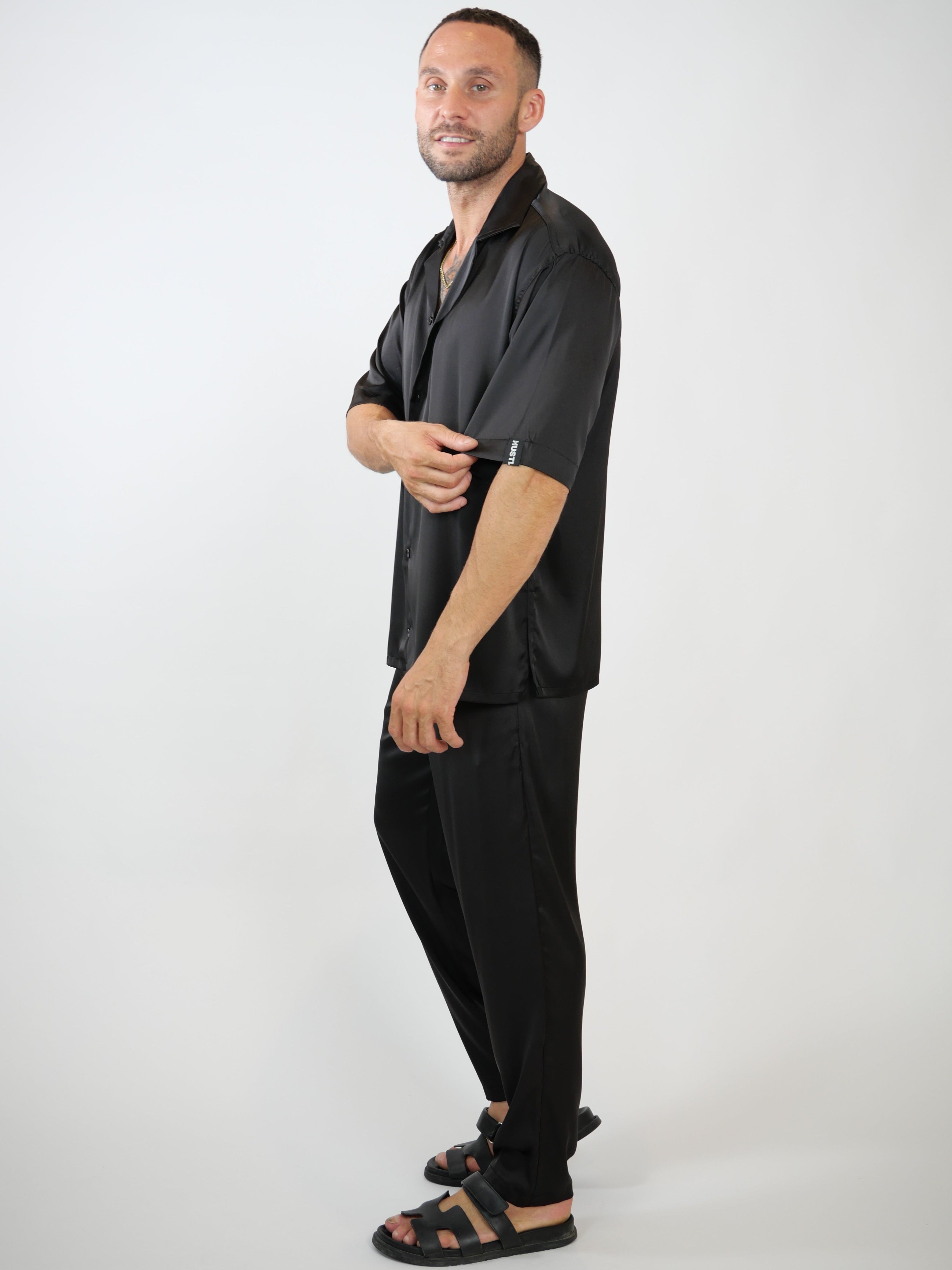 men's luxury streetwear monochromatic  set, relaxed fit designer set - Hustle brand  