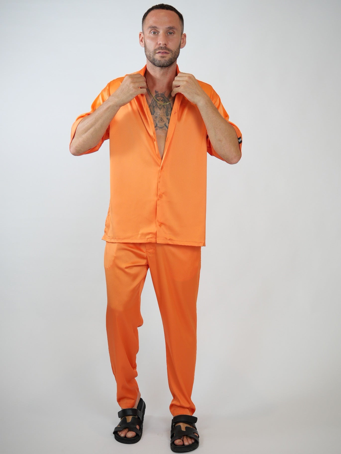 men's luxury streetwear monochromatic  set, relaxed fit designer set - Hustle brand    