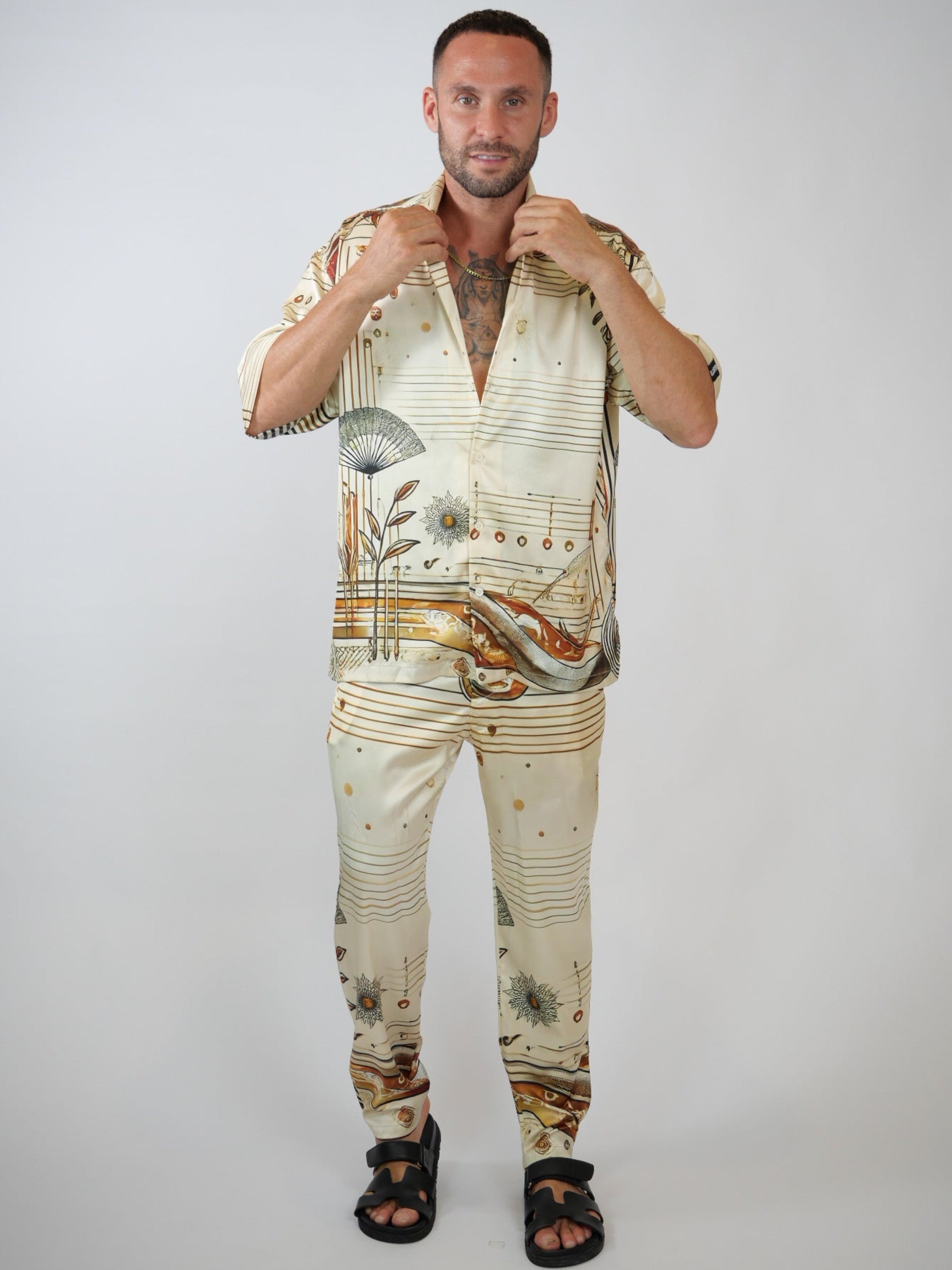 men's luxury streetwear printed set, relaxed fit designer set - Hustle brand 