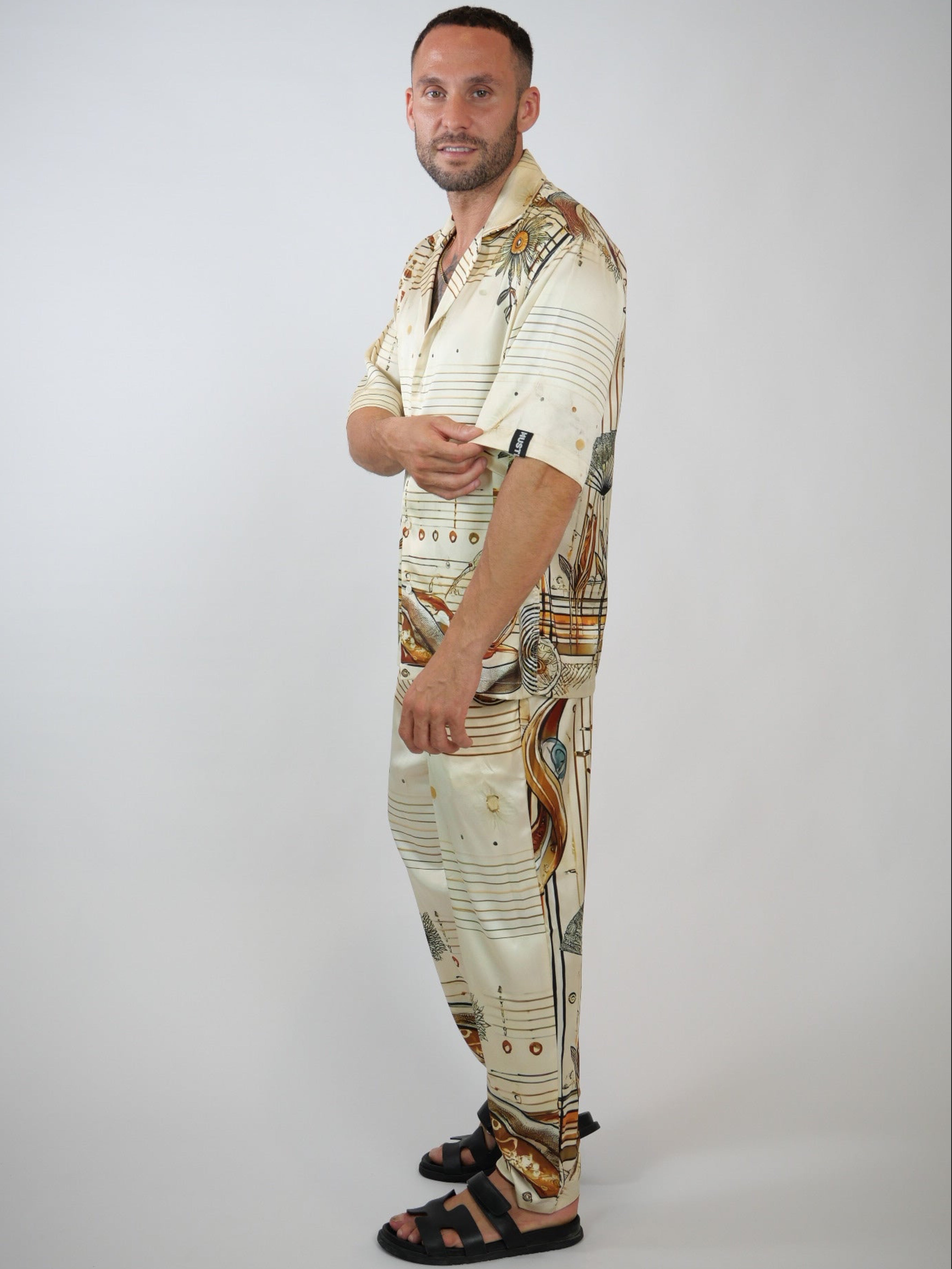 men's luxury streetwear printed set, relaxed fit designer set - Hustle brand 