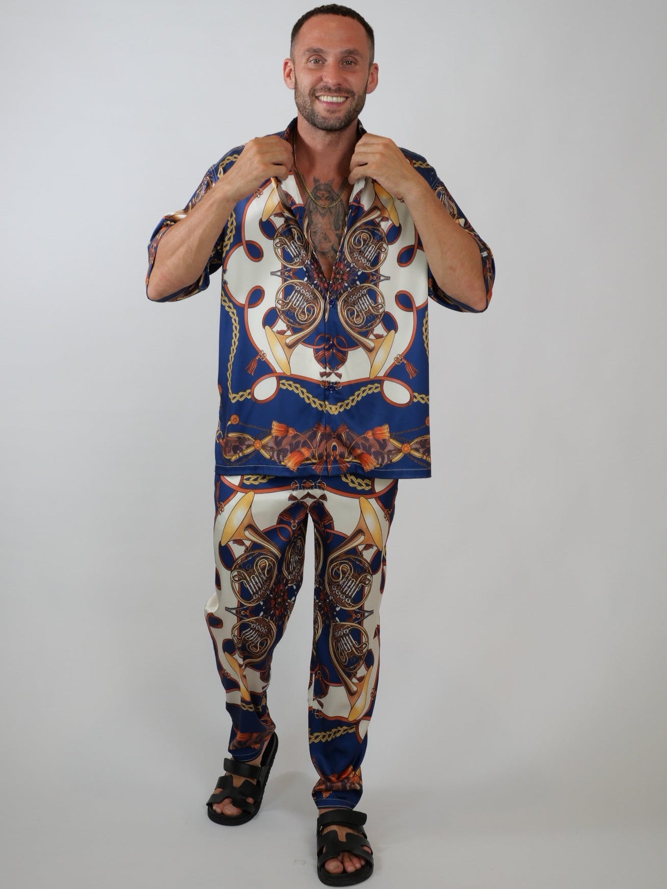 men's luxury streetwear printed set, relaxed fit designer set - Hustle brand 