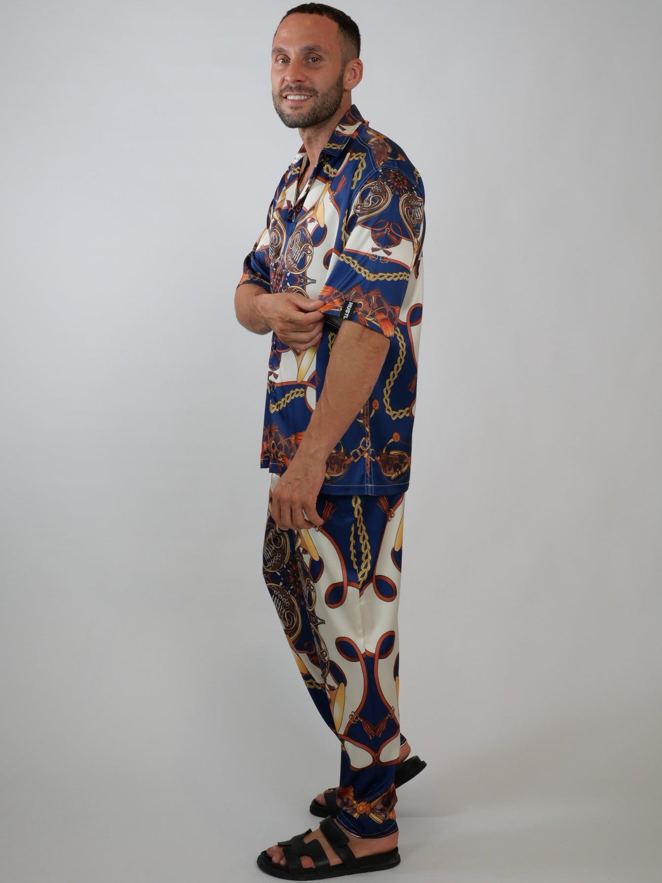 men's luxury streetwear printed set, relaxed fit designer set - Hustle brand 