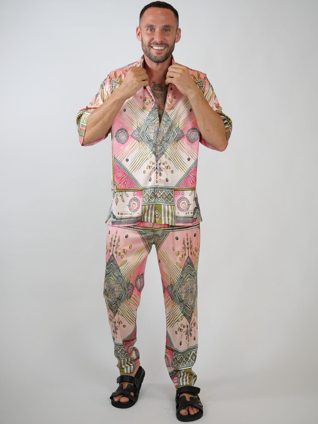 men's luxury streetwear printed set, relaxed fit designer set - Hustle brand 