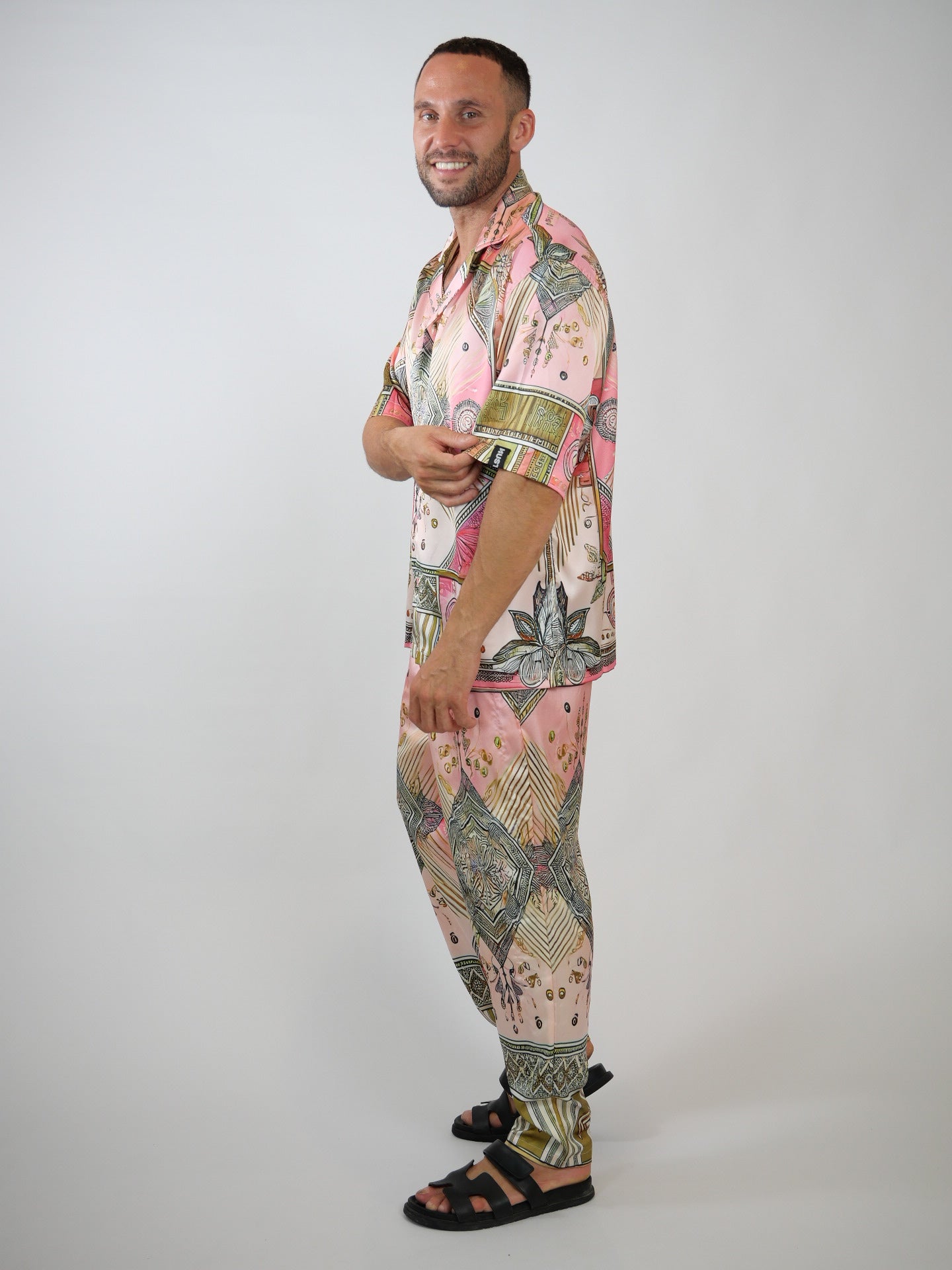 men's luxury streetwear printed set, relaxed fit designer set - Hustle brand 