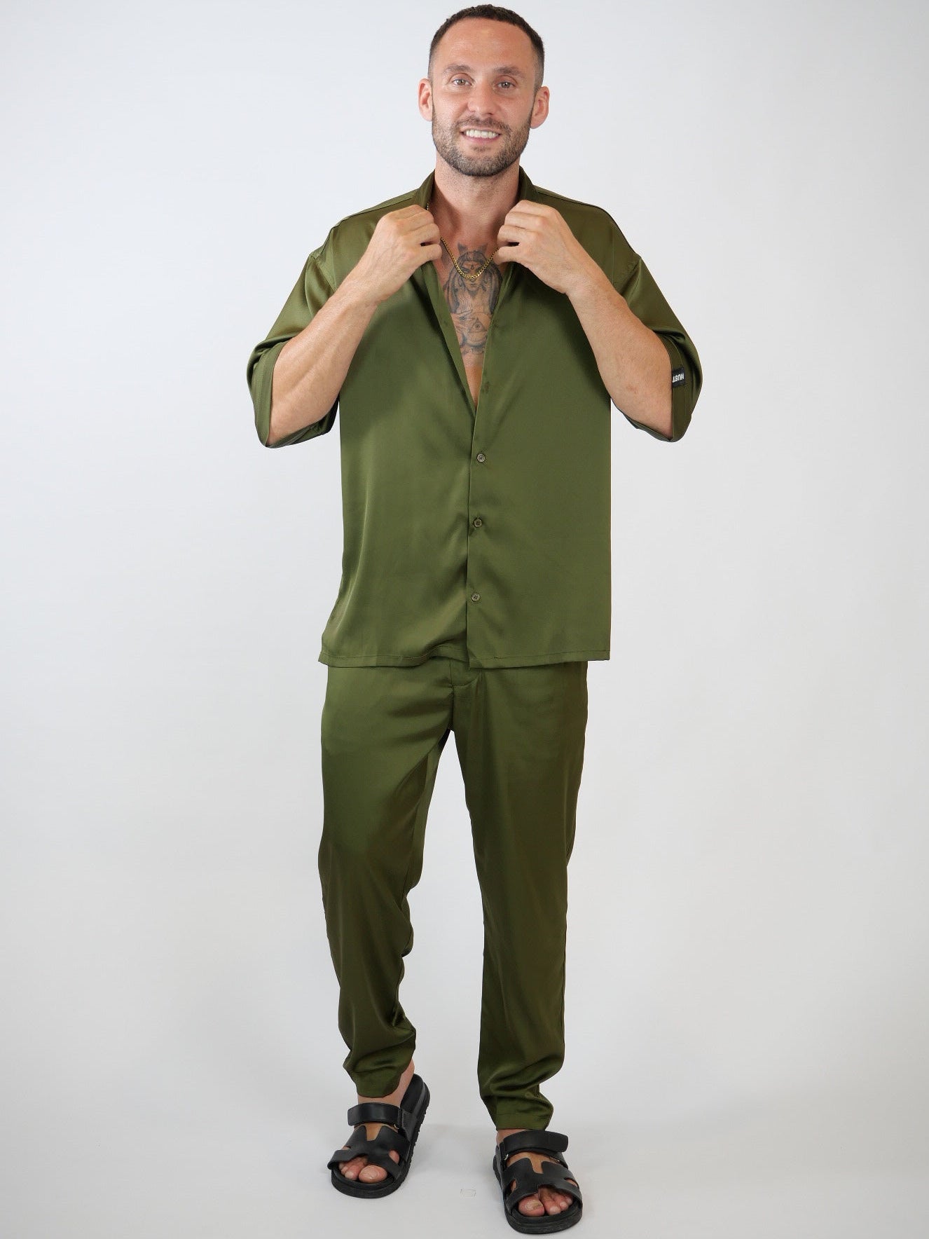 men's luxury streetwear monochromatic  set, relaxed fit designer set - Hustle brand 