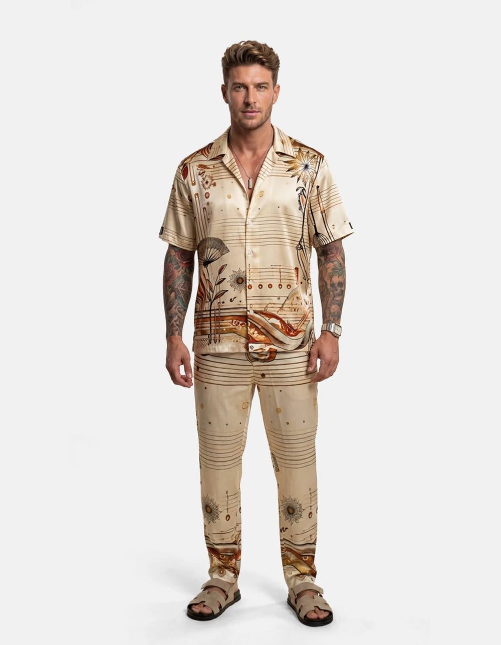 Miami Baby Set, men's Italian-design satin resort co-ord, We Hustle