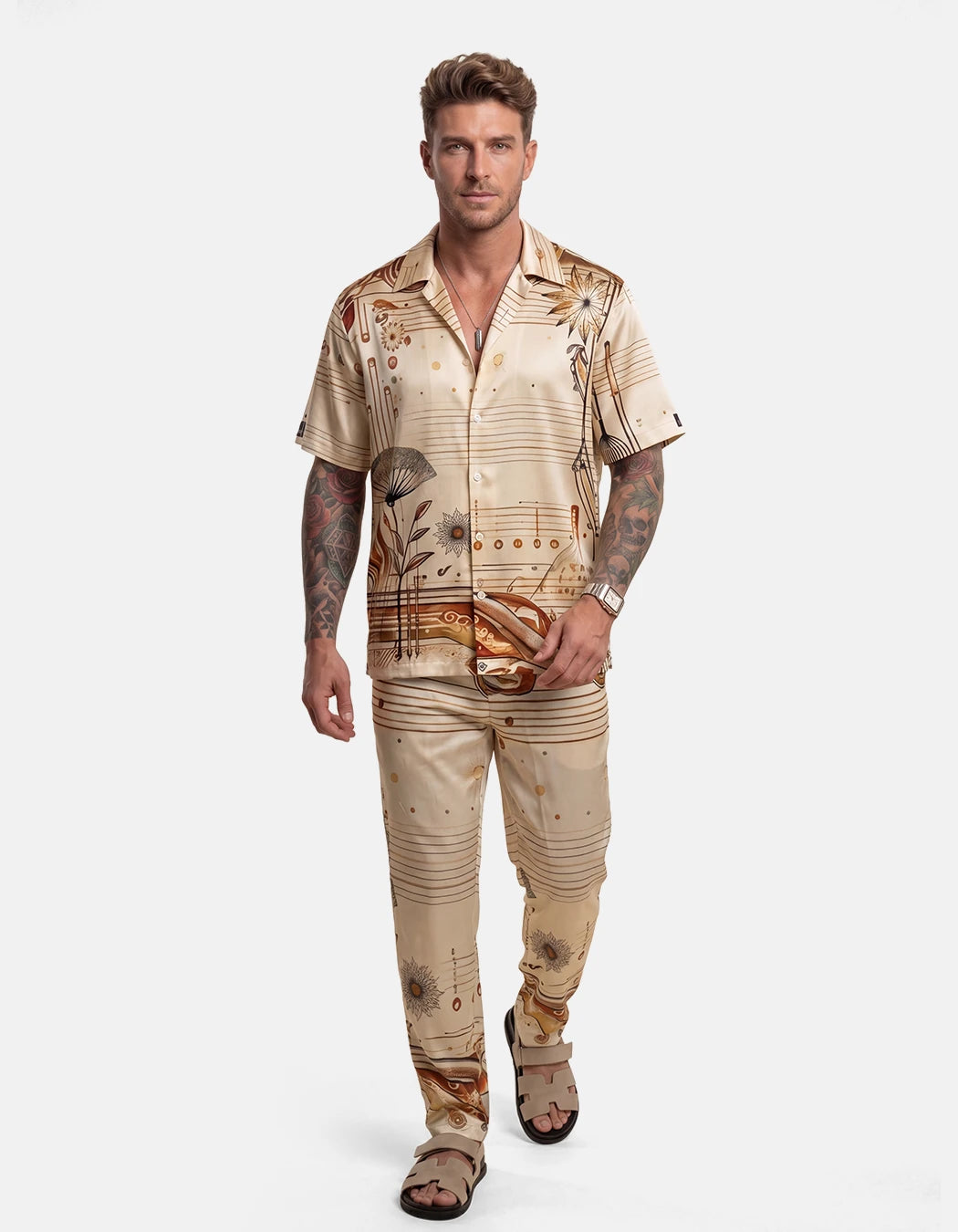 Miami Baby Set, men's Italian-design satin resort co-ord, We Hustle