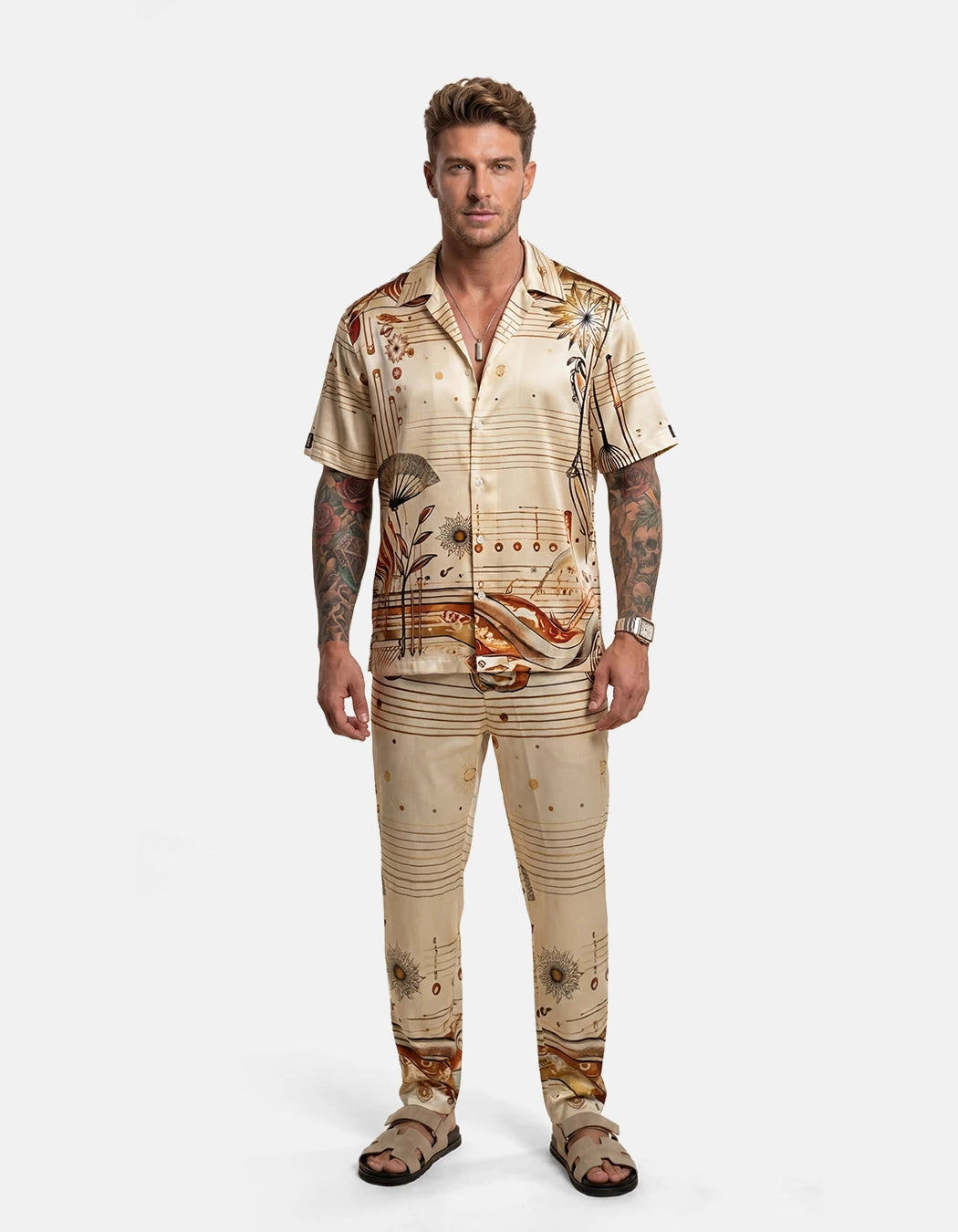 Miami Baby Set, men's Italian-design satin resort co-ord, We Hustle