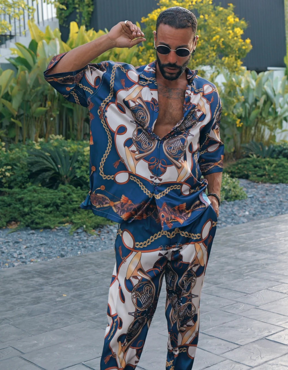 Music Is The Answer Set, men's Italian-design satin resort co-ord, We Hustle