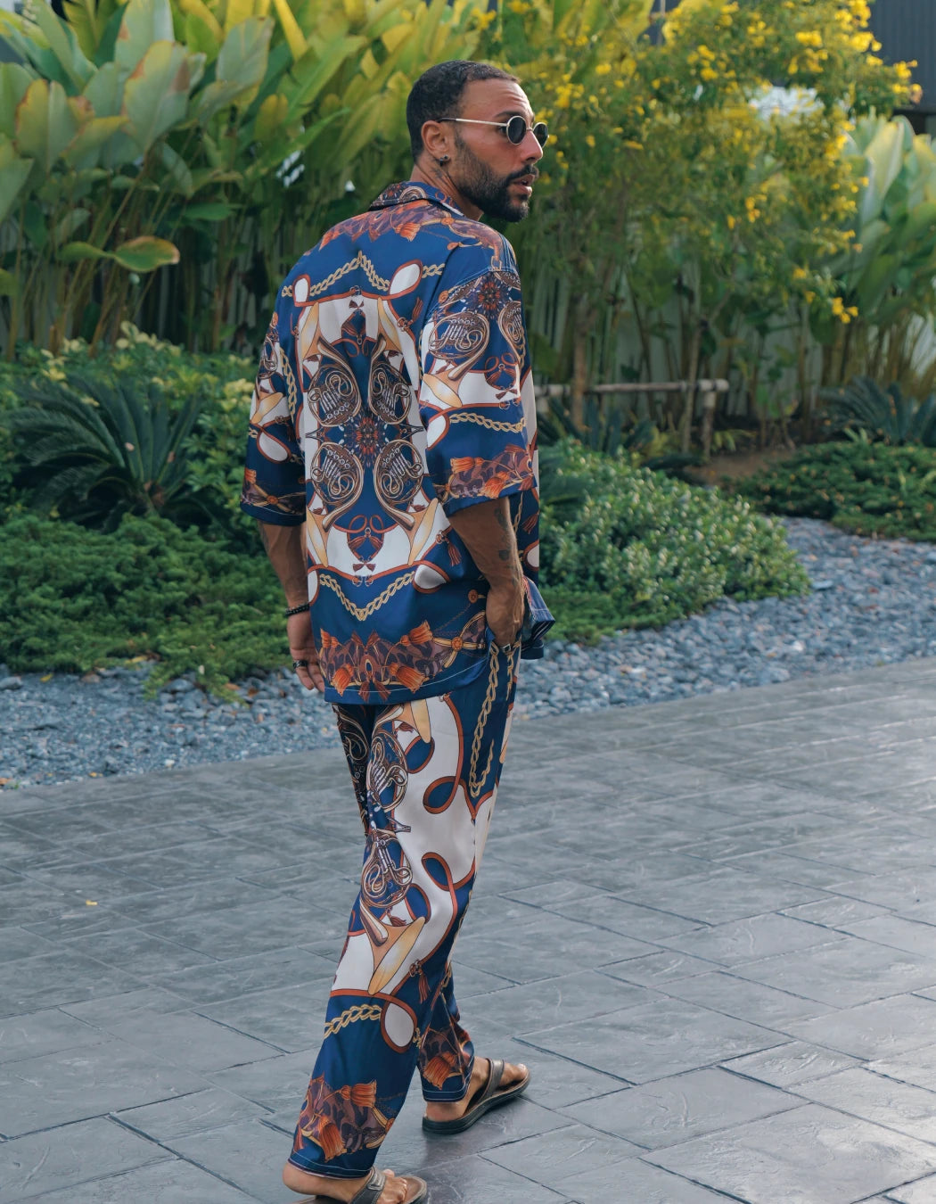 Music Is The Answer Pants, men's Italian-design satin resort trousers, We Hustle