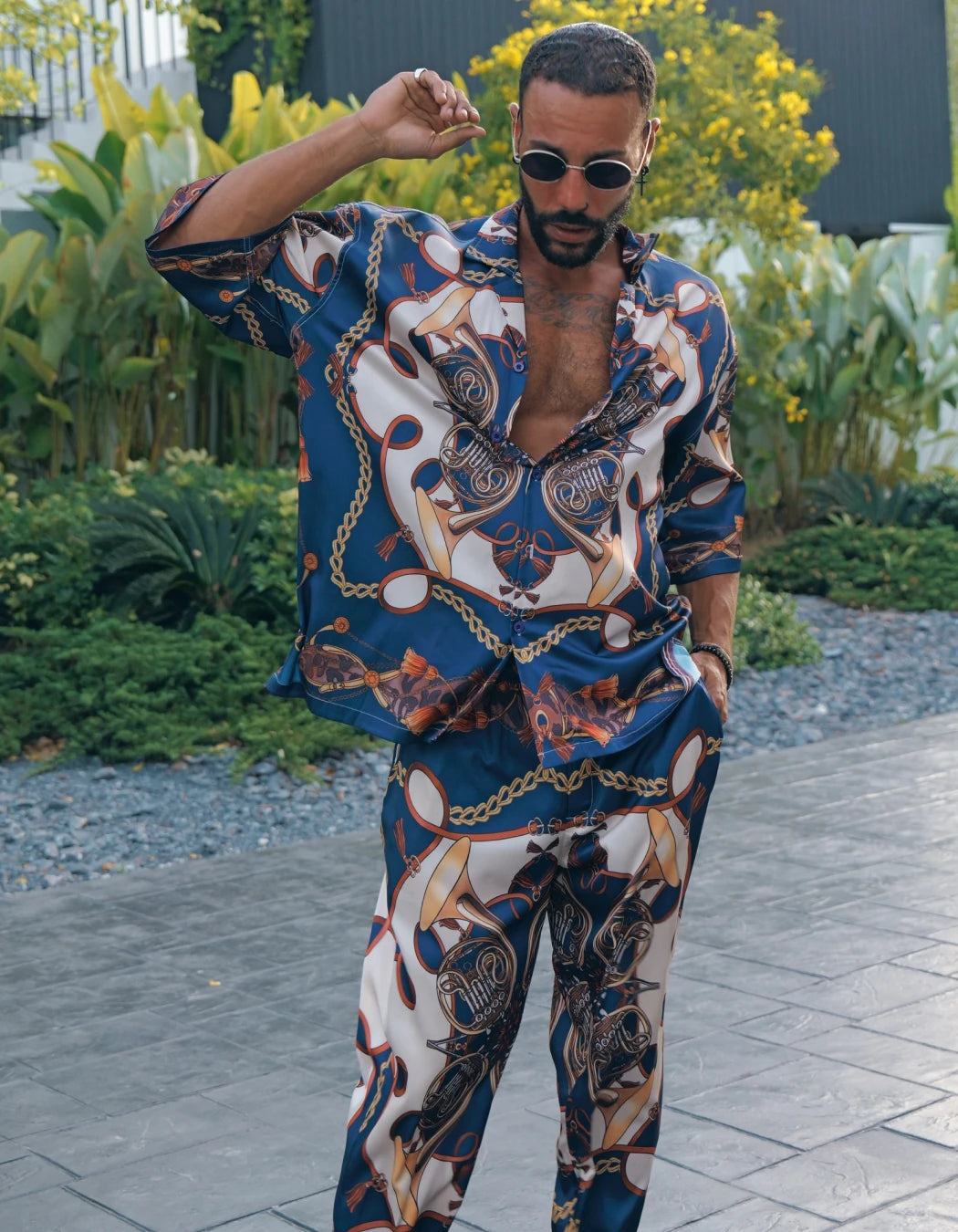 Music Is The Answer Pants, men's Italian-design satin resort trousers, We Hustle