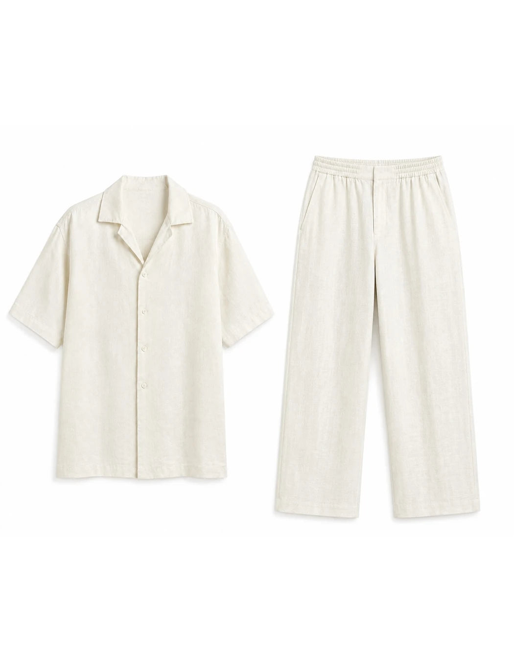 Off White Set, men's Italian-design linen resort co-ord, We Hustle