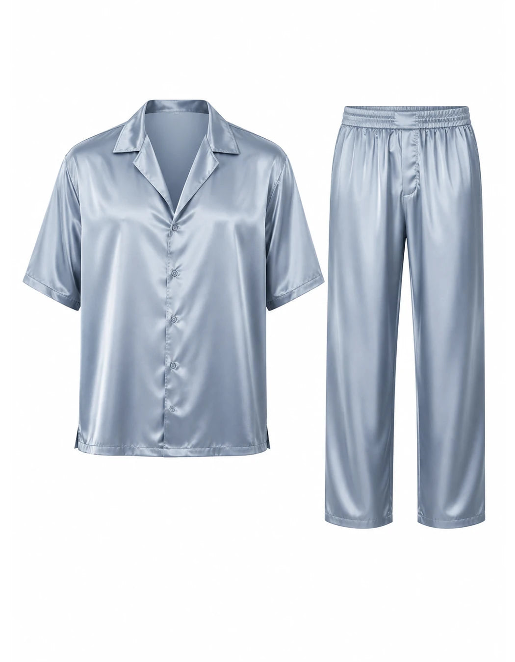 Pearl Grey Set, men's Italian-design satin resort co-ord, We Hustle