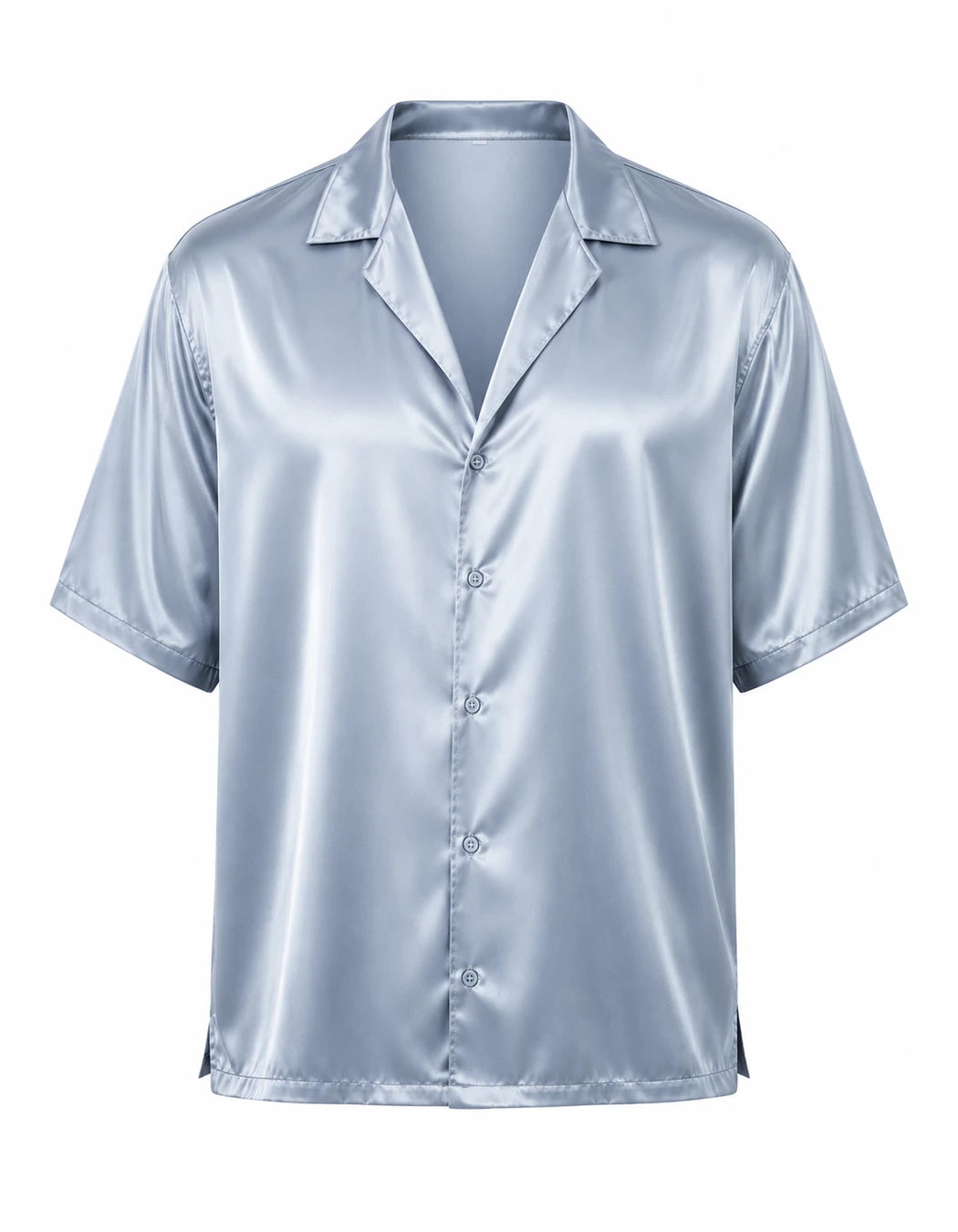 Pearl Grey Shirt, men's Italian-design satin resort shirt, We Hustle