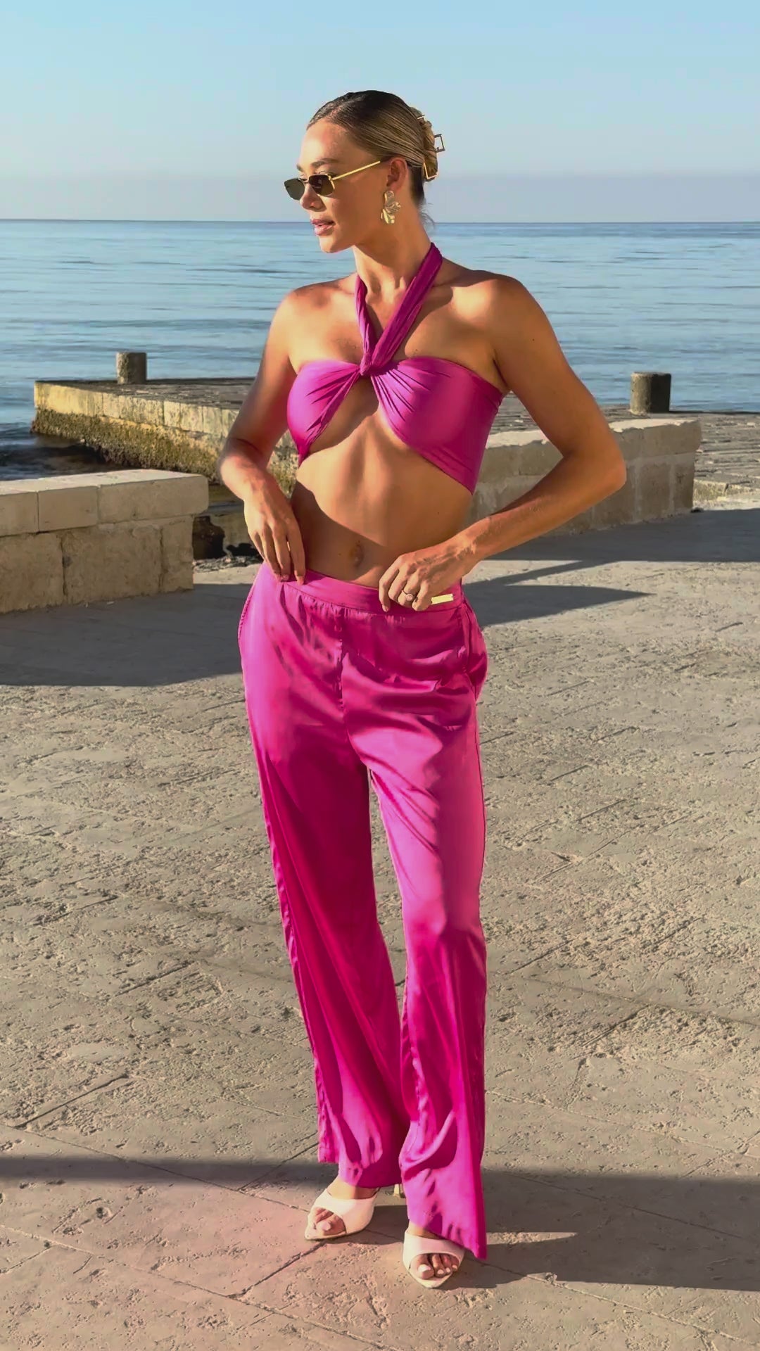 Venezia Muse women's satin set video by the sea, We Hustle