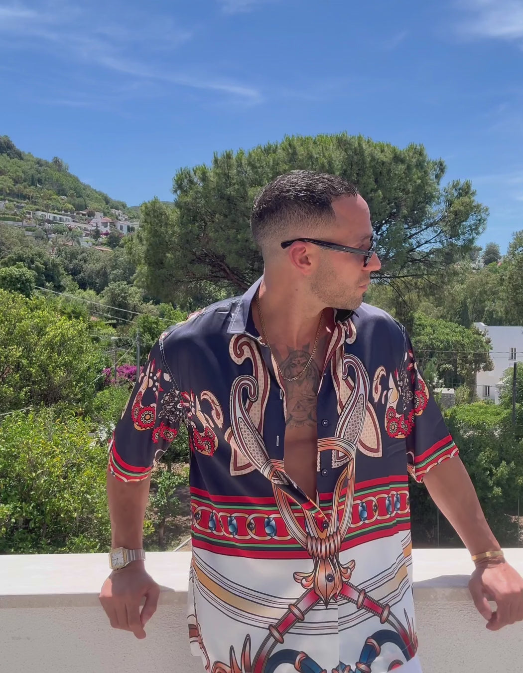 Cannes Shirt, men's Italian-design satin resort shirt, Get Hustle