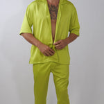men luxury streetwear outfit video, printed shirt and pants set, HUSTLE brand 