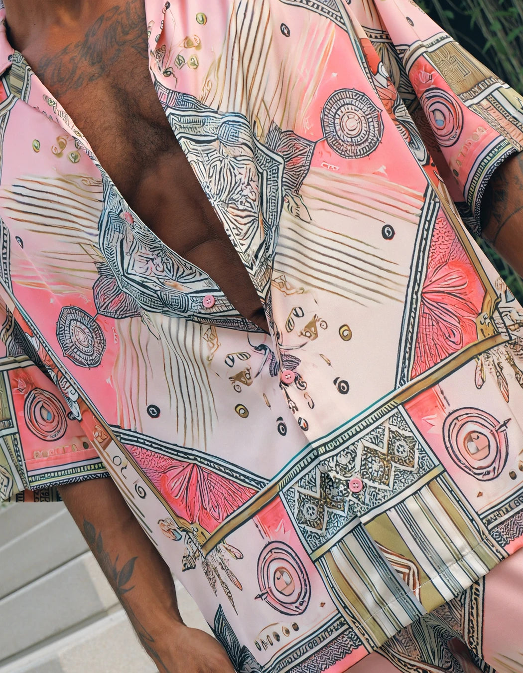 Scar City Set, men's Italian-design satin resort co-ord, We Hustle