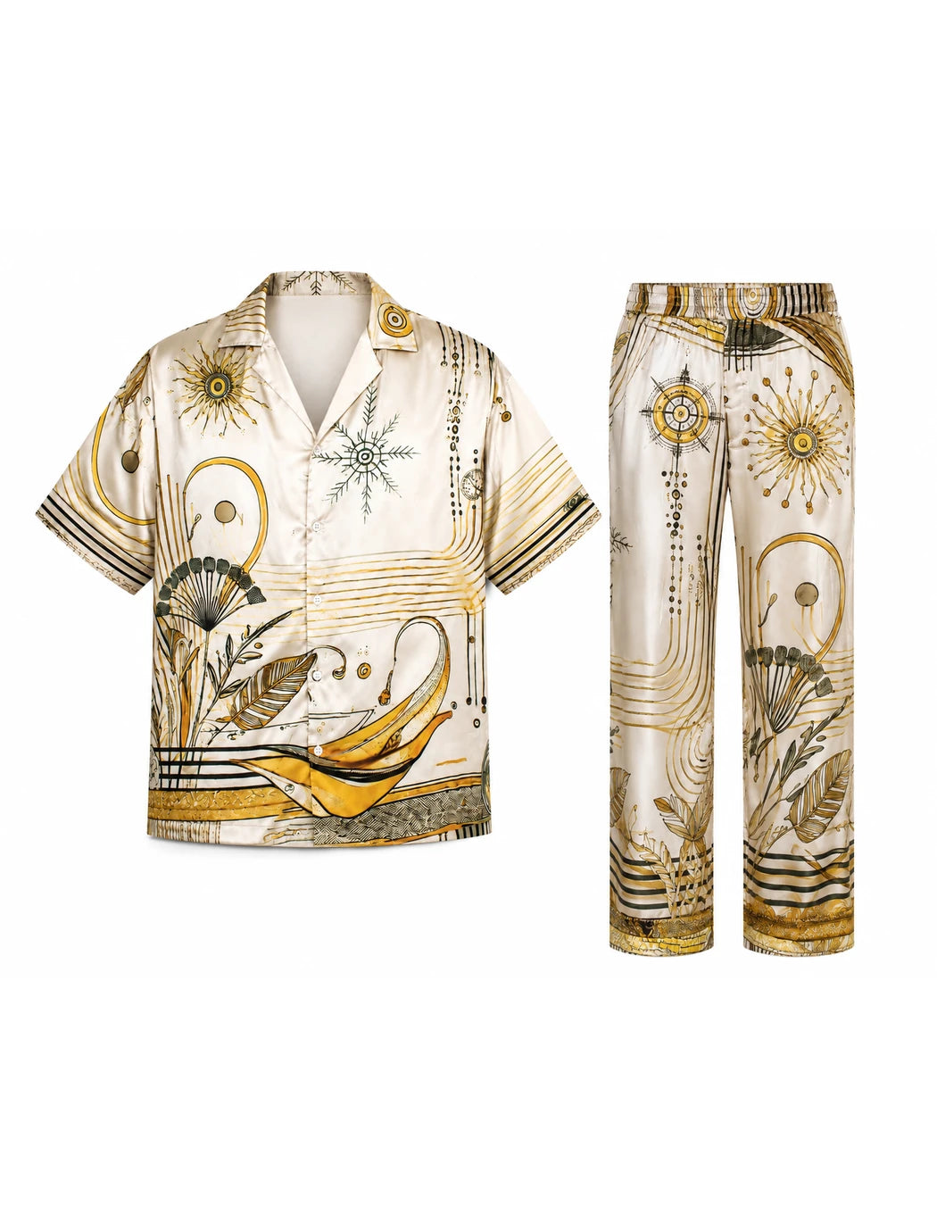 South Beach Set, men's Italian-design satin resort co-ord, We Hustle