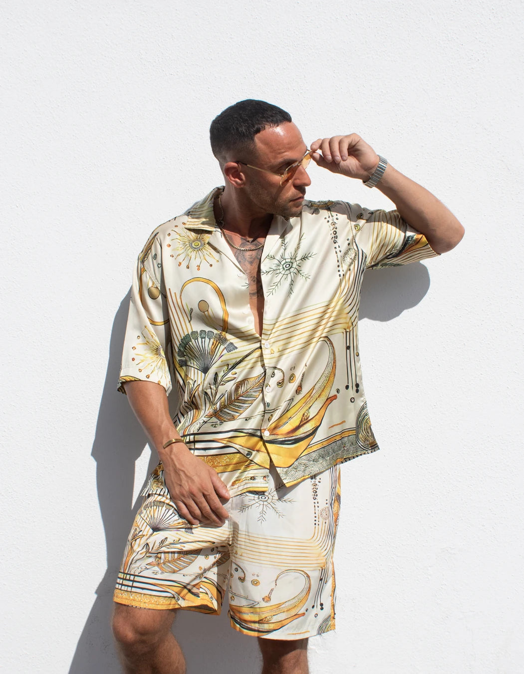 South Beach Shirt, men's Italian-design satin resort shirt, We Hustle