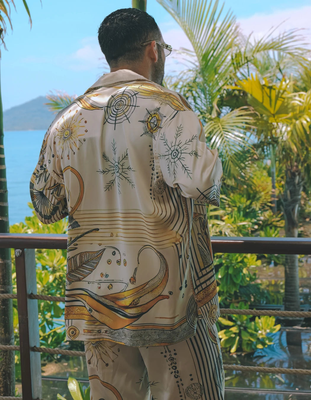 South Beach Shirt, men's Italian-design satin resort shirt, We Hustle