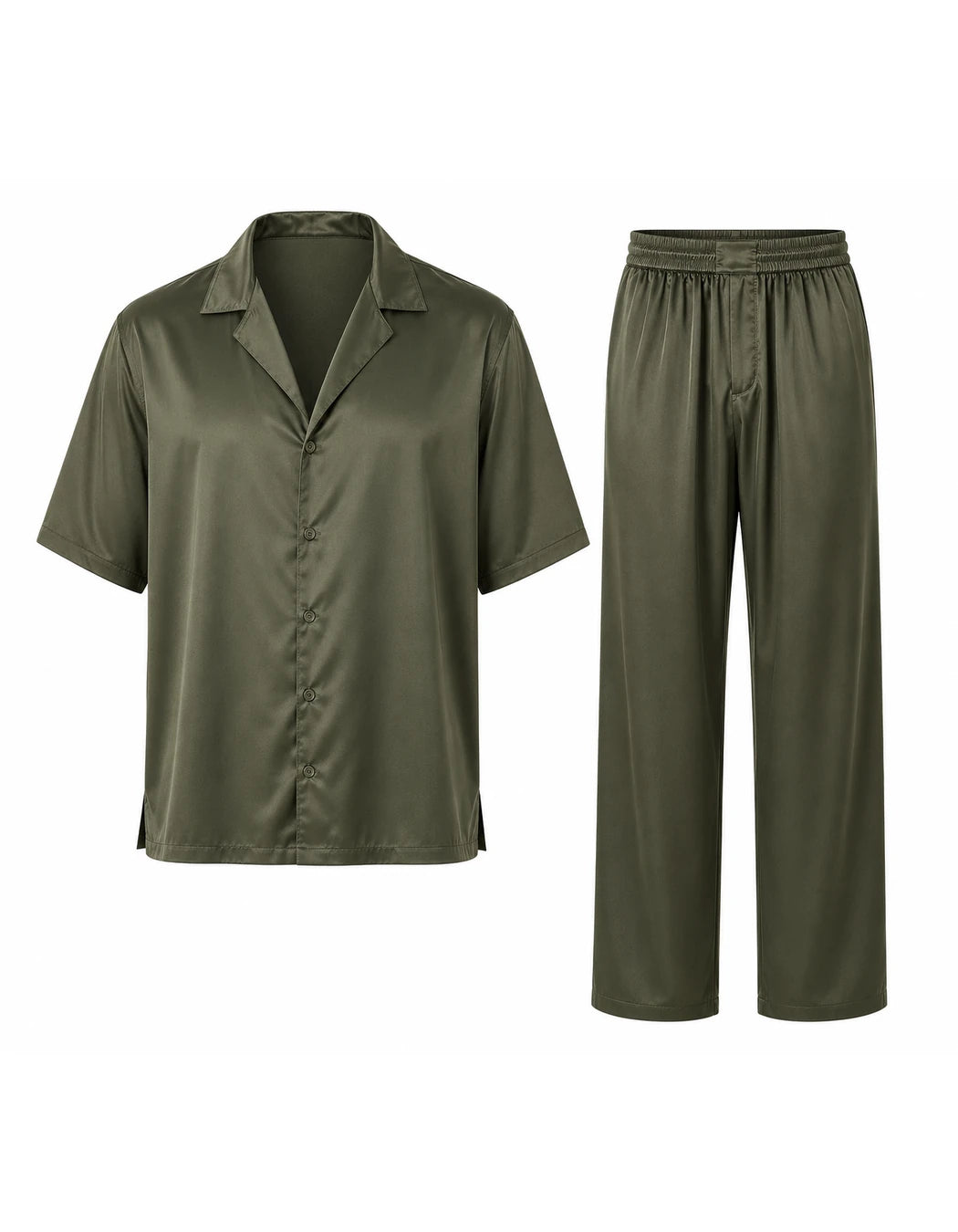 Trouble In Silk Set, men's Italian-design satin resort co-ord, We Hustle