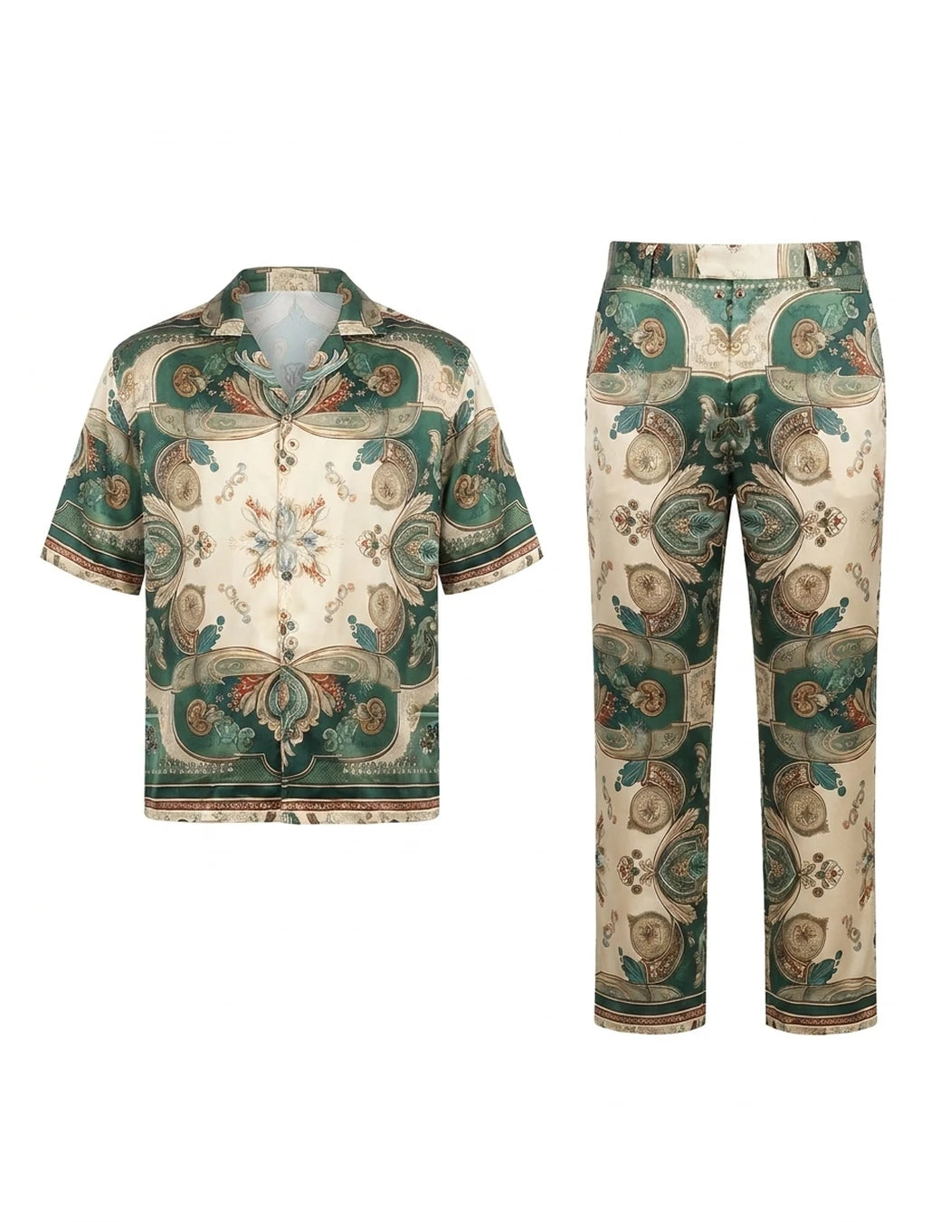 Welcome To Miami Set, men's Italian-design satin resort co-ord, We Hustle